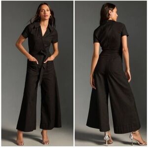 Anthropologie Maeve Wrapped Culotte Wide-Leg Jumpsuit